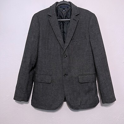 #ad Tommy Hilfiger Gray Wool Blazer Jacket Slim Fit Quilt Lining Size M Warm Mens $44.99