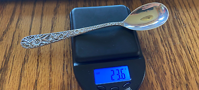 #ad S Kirk amp; Son Spoon Repousse Sterling Silver Spoon Floral 23.6 Grams $39.99