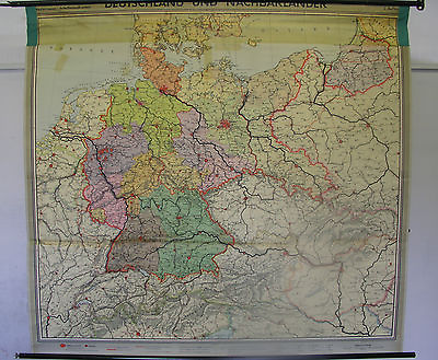 #ad School Wall Map School Map Germany And Nachbarländer 1956 79 1 8x73 3 16in $225.07