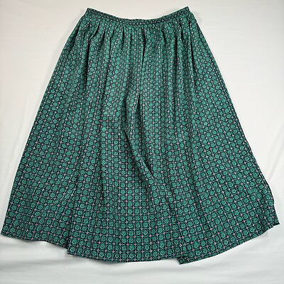 #ad Leslie Fay Maxi Skirt Womens Size 16 Vintage Green Red Blue Print Elastic Waist $15.00