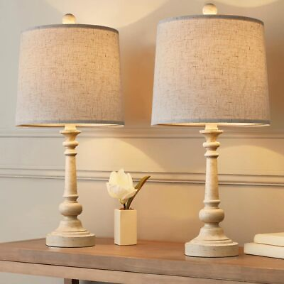 #ad 21quot; Retro Style Farmhouse Table Lamp Sets of 2 for Living Room Bedroom Rustic... $57.91