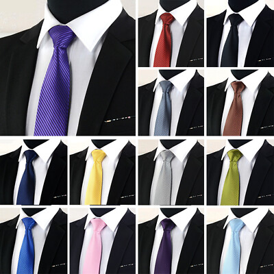 #ad Men Fashion Solid Color Zipper Tie Wedding Party Formal Business Necktie } $5.57