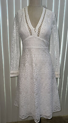 #ad Topshop White Crochet Lace easter V Neck Boho Dress nwt sz U￼S 4 @ $140.00