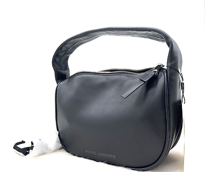 #ad AUTH NWT $375 Marc Jacobs The Pushlock Mini Soft Leather Hobo In Black $269.99