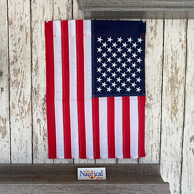 #ad American Garden Flag 12quot; x 18quot; Embroidered Nylon w Sleeve Sewn Stripes Stars $9.44