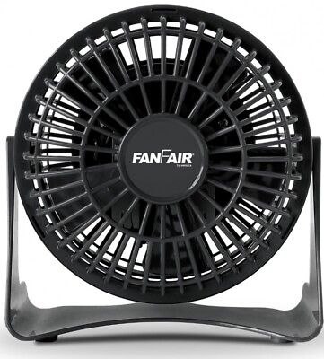 #ad FANFAIR 4” Personal Desk Fan 5 wing Durable propeller adjust vertically Black $9.97