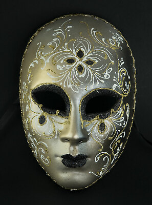 #ad Mask Venice Face Florale Black Golden Top Quality Painted Hand Collection 882 $66.09