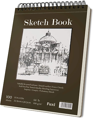 #ad 9 X 12 Inches Sketch Book Top Spiral Bound Sketch Pad 1 Pack 100 Sheets 68Lb $15.85