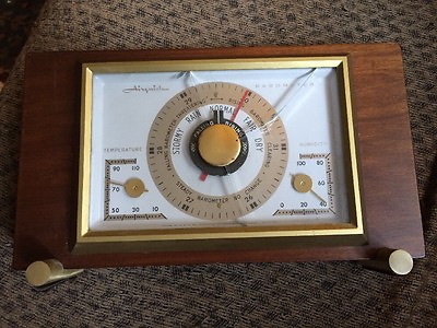 #ad Vintage Airguide Barometer Thermometer Humidity Instrument Wood Antique 50#x27;s USA $19.78