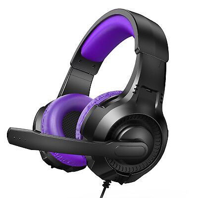 #ad Gaming Headsets Wired 3.5mm Computer Headphone with Mic for P#x27;S 4 Purple $19.08