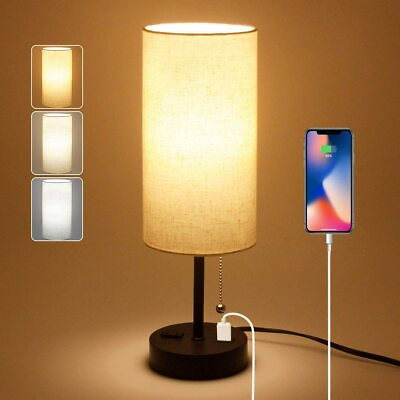 #ad 🔥USB Bedside Table Lamp 2700K 4000k 5000K Nightstand Lamp with Pull Chain🔥 $24.95