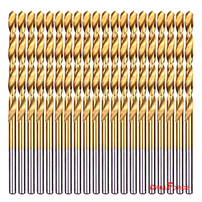 #ad 20 piece 1 4quot; Round Shank HSS Titanium Coated Twist Drill Bits for Metal $14.99
