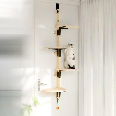 #ad Mewoofun 4 Levels Versatile Cat Climber Tree Shelves Wooden Mounted Hang On Door $69.99