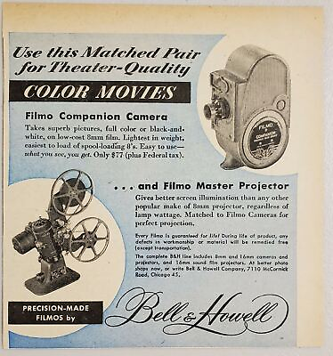 #ad 1949 Print Ad Bell amp; Howell Filmo Color Movie Camera amp; Projector ChicagoIL $10.87