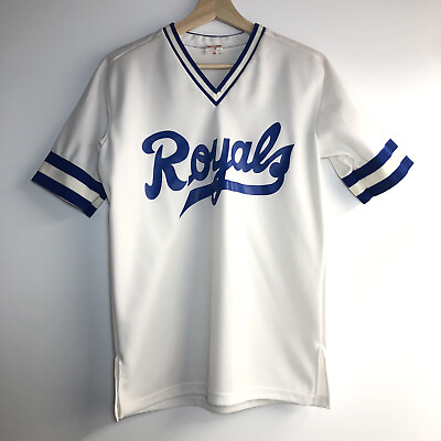 #ad Vintage Ravens Knit Kansas City Royals White MLB Baseball Blank Jersey Size S C $85.00