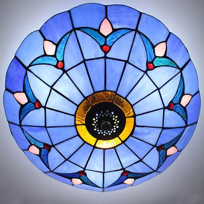 #ad Tiffany Style Stained Glass Ceiling Lights Fixture Flush Mount Vintage Light 12quot; $79.90