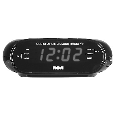 #ad RCA RC207A Dual Wake USB Charging Clock Radio $24.09