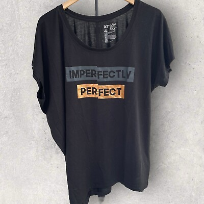 #ad Terra amp; Sky Women#x27;s Imperfectly Perfect T shirt Black 14W 0X $10.19