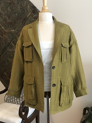 #ad NWT Hamp;M Safari Style Ladies Linen Blend Shirt Jacket Great Color Size 6 $24.00