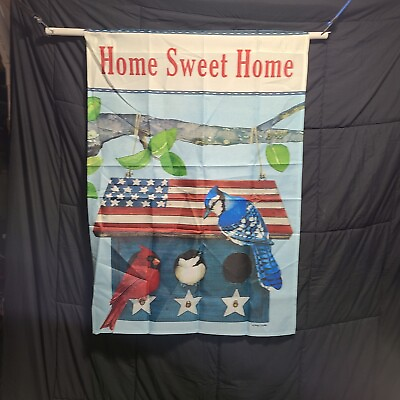 #ad Patriotic Home Sweet Home Birds 4th of July House Yard Banner Flag 36 x 30 $3.99