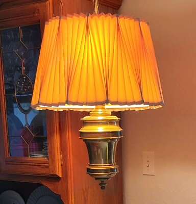 #ad MCM Vintage Stiffel Hanging Swag Brass Light Lamp Hollywood Regency $114.00