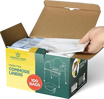 #ad Commode Liners 100 Pack Bedside Leakproof Hygienic Closure Universal Fit $23.99