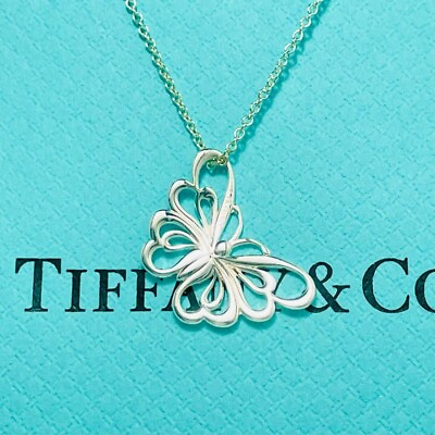 #ad Tiffany amp; Co Butterfly Necklace Pendant Charm Used $230.00