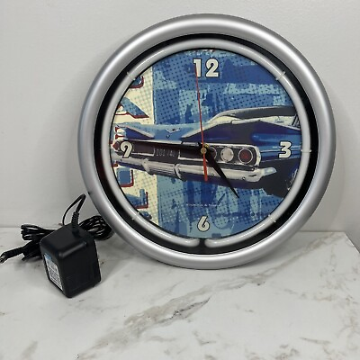 #ad Sterling amp; Noble Quartz Clock 60s Chevy Car Face Working Clock Neon Working $24.99