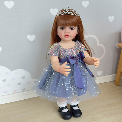 #ad 55cm Reborn Doll Cute Girl Doll Toddler Kids Best Gift Full Body Waterproof Toy $102.27