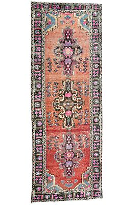 #ad Vintage Antique Distressed Tribal Floral 4X10 Oriental Runner Rug Hallway Carpet $475.17