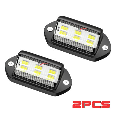 #ad 2Pcs LED License Plate Light Tag Lamps Assembly Replacement for Truck Trailer RV $6.99