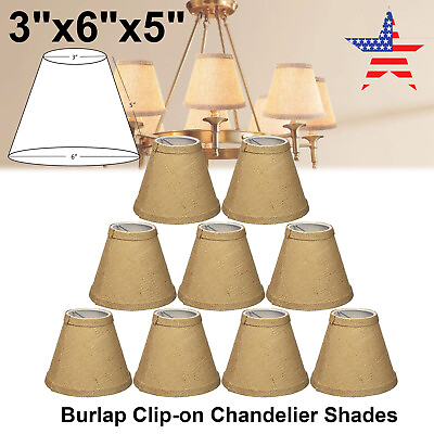 1 9PCS 6 Inch Burlap Chandelier Mini Lamp Shades Hardback 3quot;x6quot;x5quot; Clip On $13.29