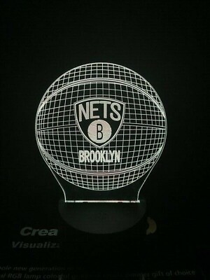 #ad 3D LED illusion Brooklyn Nets Harden Durant USB 7Color Table Night Light Lamp $19.99