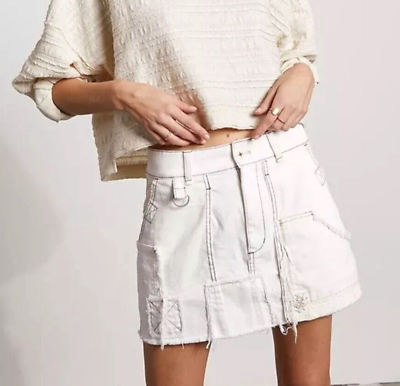 #ad We The Free By Free People Lost Highway Mini Skirt Size 30 Off White Denim $21.68