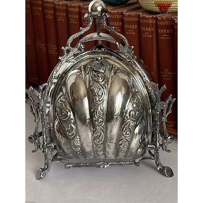 #ad Antique Circa Late 1800#x27;s • Silver Plated Victorian Bun Warmer • Hand Chased $1669.95