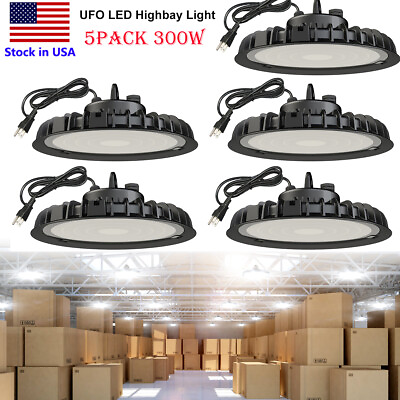 #ad 5Pack 300W UFO LED High Bay Light Warehouse Shop Gym Garage Lights Fixture Lamp $149.99