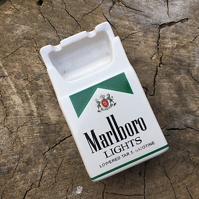 #ad Marlboro Lights Menthol Ceramic Ashtray Cigarette Pack Shape $10.50