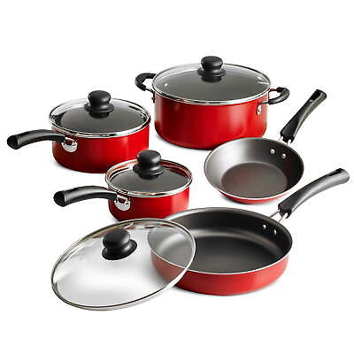 #ad Piece Non stick Cookware Set Red $24.14