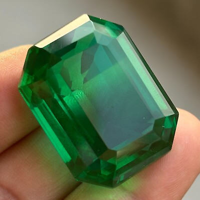 #ad 115.00 Cts Natural Green Emerald Emerald Cut Certified Colombian Loose Gemstone $28.99