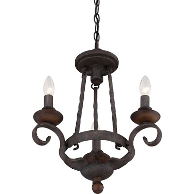#ad Quoizel NBE5303RK Noble 3 Light Chandelier in Rustic Black $379.99