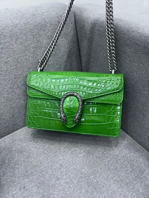#ad GREEN Handmade Genuine Alligator Crocodile Leather Ladies Women Bag Handbag $459.99