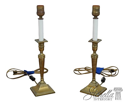 #ad F62416EC: Pair Antique Regency Style Brass Table Lamps $435.00