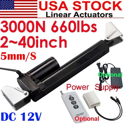 #ad Electric Linear Actuator Motor 12V DC 3000N 660lb 2quot; 40quot; Heavy Duty Waterproof $36.99