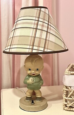 #ad Vintage KEWPIE DOLL Nursery Child Lamp with Shade Baby Adorable 1940s 1950s $85.00