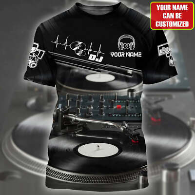 #ad 3D Printed Black DJ Shirt EDM DJ Club Uniform DJ Tshirt Funny Gift Shirt For M $33.99