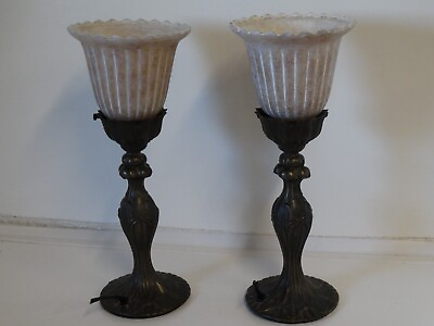 #ad VINTAGE PAIR matching metal TABLE ACCENT LAMPS MINT 13quot; $74.99