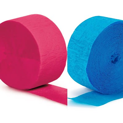 #ad NEW Solid Pink and Blue Crepe Paper Streamers. Bundle of 5. $8.00