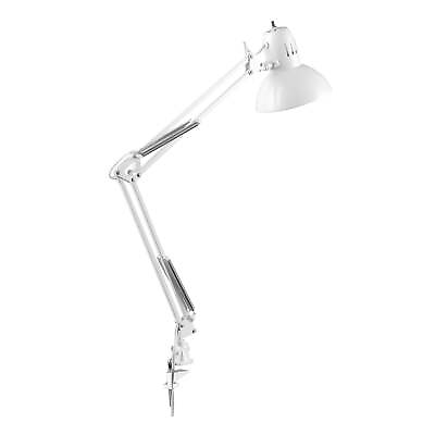 #ad 31.5quot; Glossy White Swing Arm Clamp On Desk Lamp $25.31
