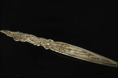 #ad ANTIQUE VICTORIAN PANSY FLOWER ENGRAVED 1895 STERLING BOOKMARK $165.00