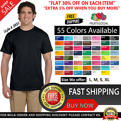#ad Fruit Of The Loom Men#x27;s T Shirt Casual Blank HD Cotton Crew Plain T Shirt 3931 $7.06